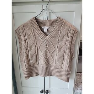 SINCERELY JULES CROPPED TAN‎ SWEATER VEST WOMENS Sz Xs